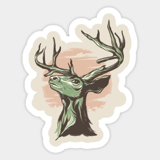 deer head with big horns Sticker